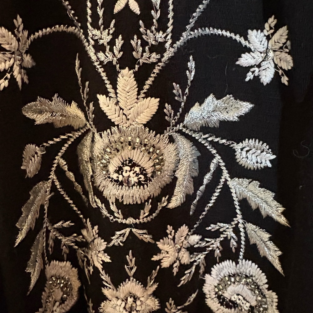 INC International Concepts Black and White Embroidered Cold Shoulder Blouse